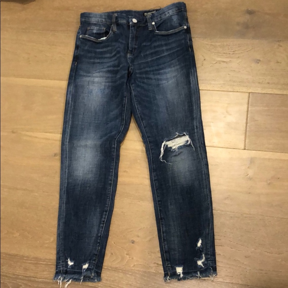 Blank NYC Crop Girlfriend Distressed Blue Jeans